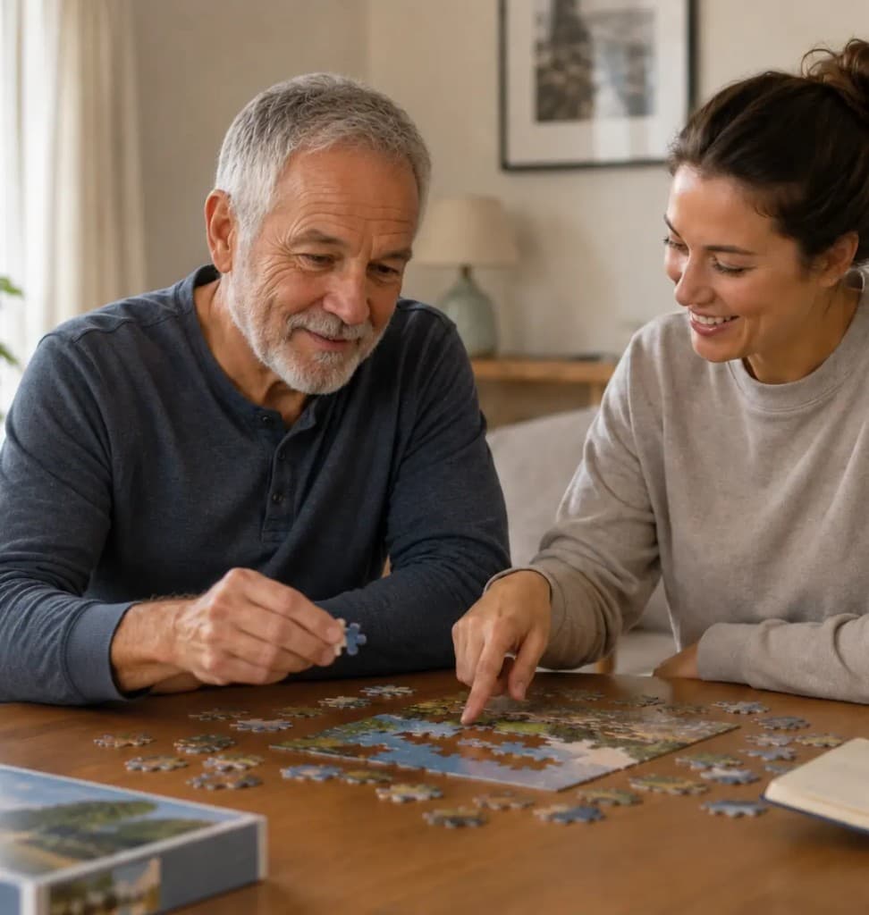 A Rehabilitation Therapist reviewing a personalized care plan with a senior client